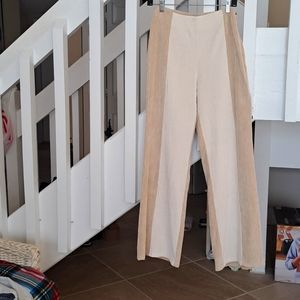 Rusty Australia 2Tone Beige Corduroy Stretch side zip wide leg high waist pant.